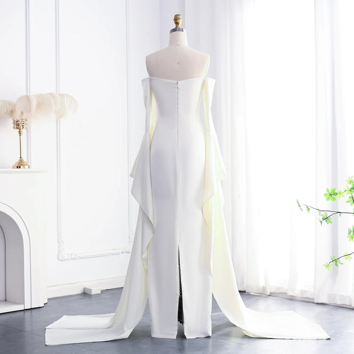 Elegant White Off shoulder Evening Dress SF050