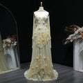 Elegant Yellow Floral Strapless with Train Evening Dress SS654-DreamyVow