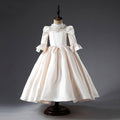 Elegent Ivory Girl Dress Satin High Neck Dubai Kids Princess J043