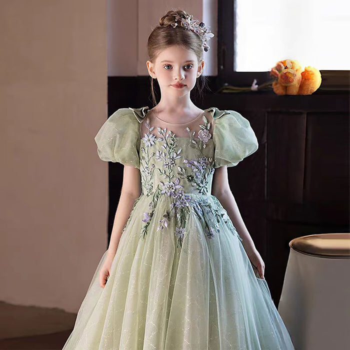 Embroidered Tulle Flower Girl Dress Princess D302