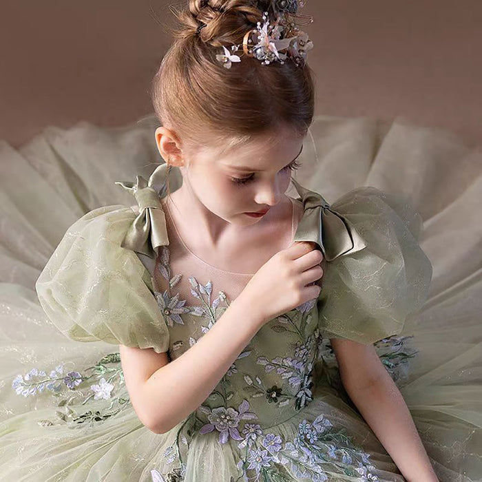Embroidered Tulle Flower Girl Dress Princess D302