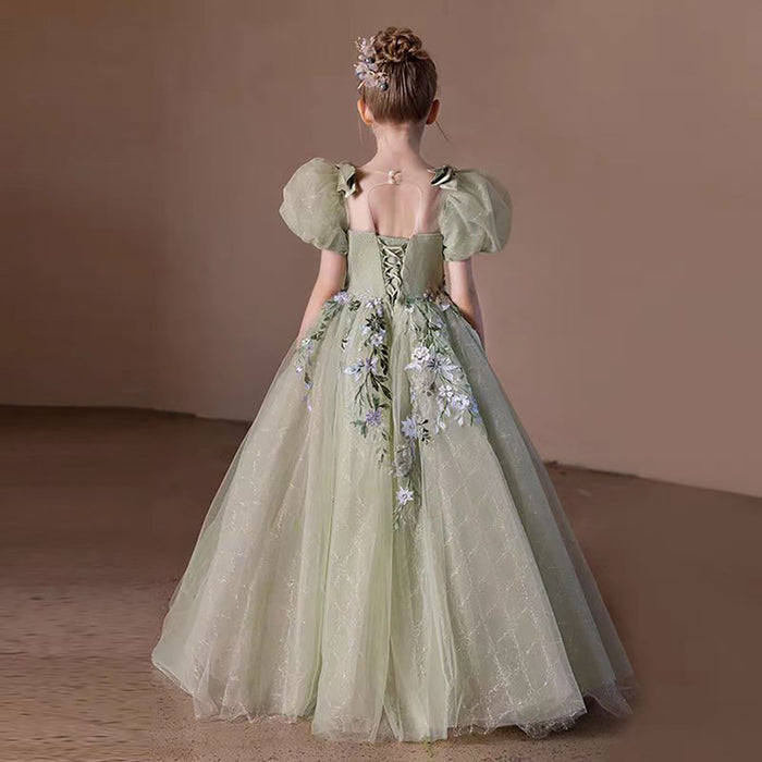 Embroidered Tulle Flower Girl Dress Princess D302
