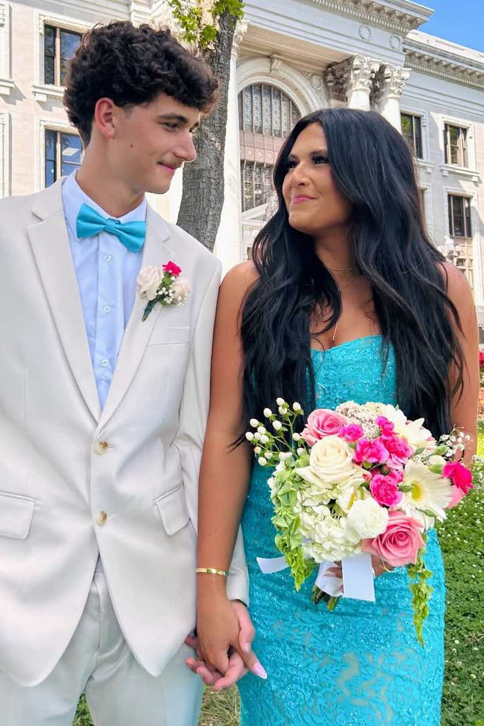 Exquisite Strapless Mermaid Sleeveless Lace Long Prom Dress