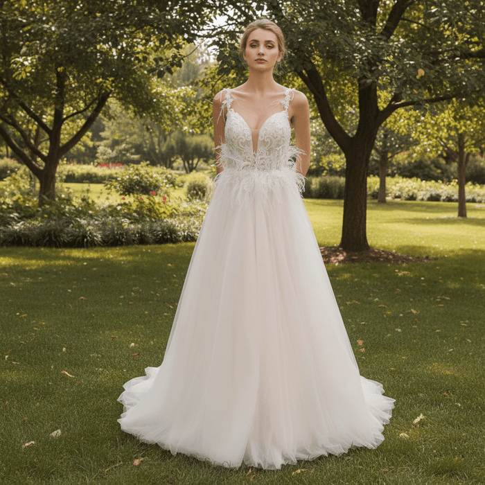 Fabulous Feather A Line Wedding Dresses for the Couture Bride - Rosymae