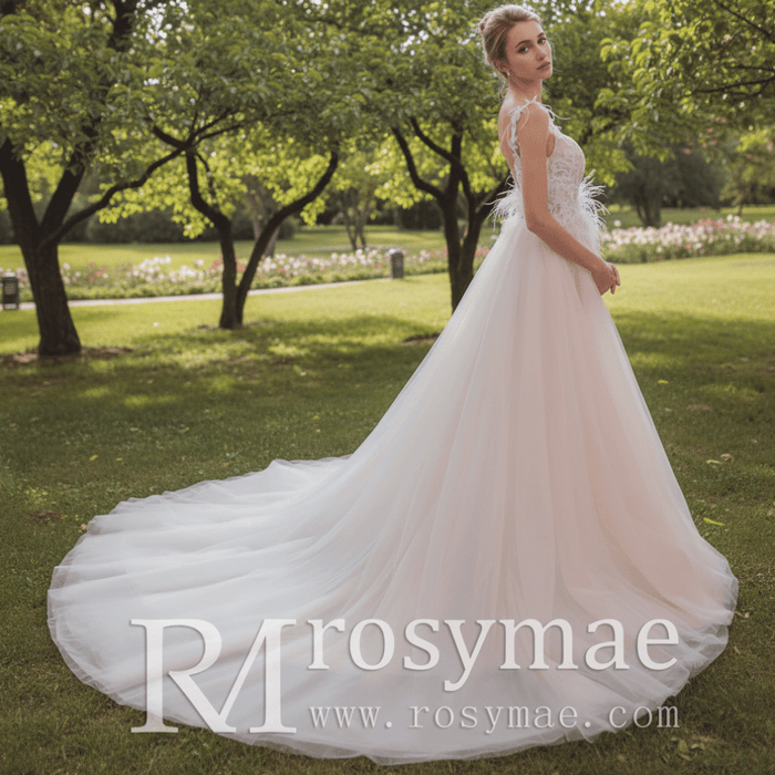 Fabulous Feather A Line Wedding Dresses for the Couture Bride - Rosymae