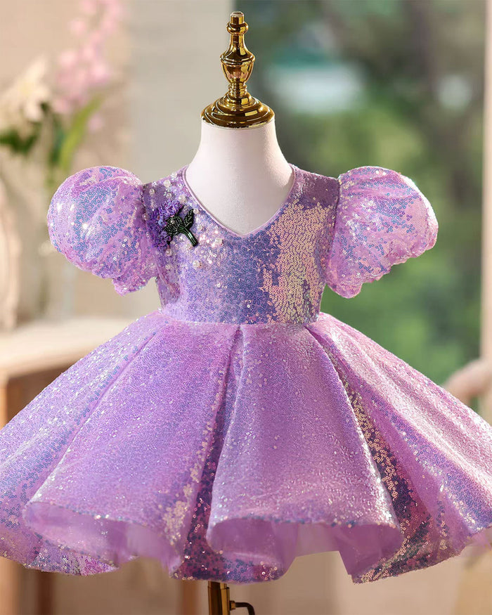 Fairy Lilac Flower Girl Dress for Birthday Wedding Party J440