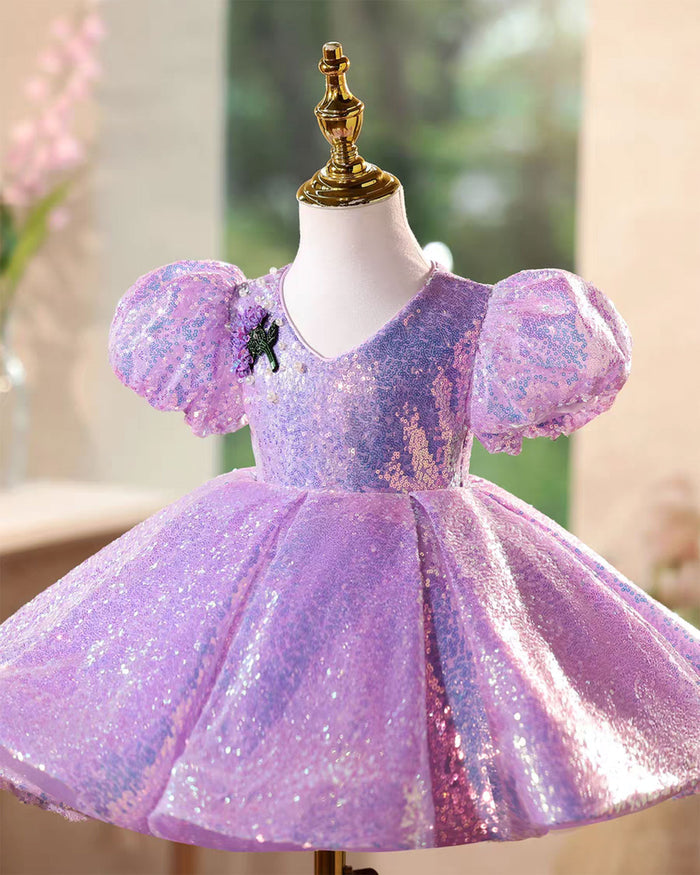 Fairy Lilac Flower Girl Dress for Birthday Wedding Party J440