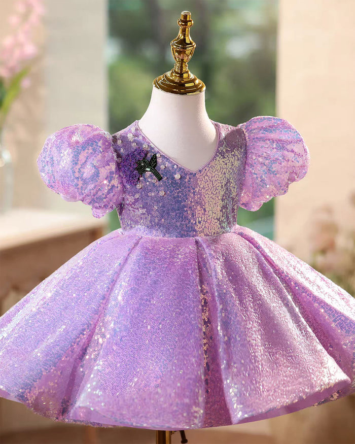 Fairy Lilac Flower Girl Dress for Birthday Wedding Party J440