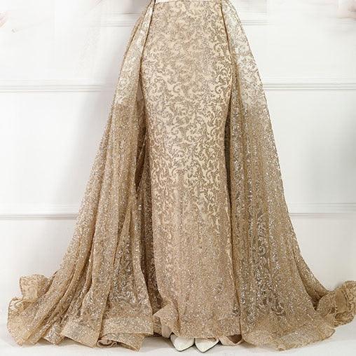 Fashion Wine Red Evening Dress Long Sleeves Gliter with train LA6326 - SERENE HILL
