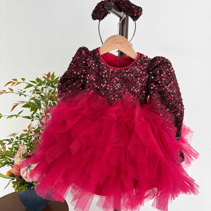 Festive Long Sleeve Princess Dress for Girls Christmas Birthday Party D204