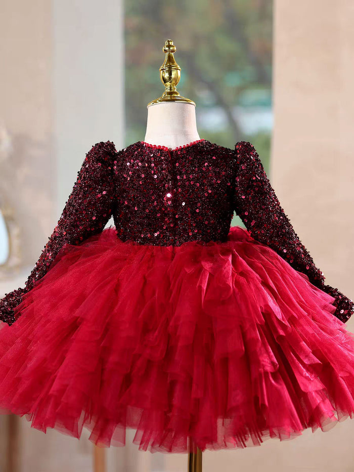 Festive Long Sleeve Princess Dress for Girls Christmas Birthday Party D204
