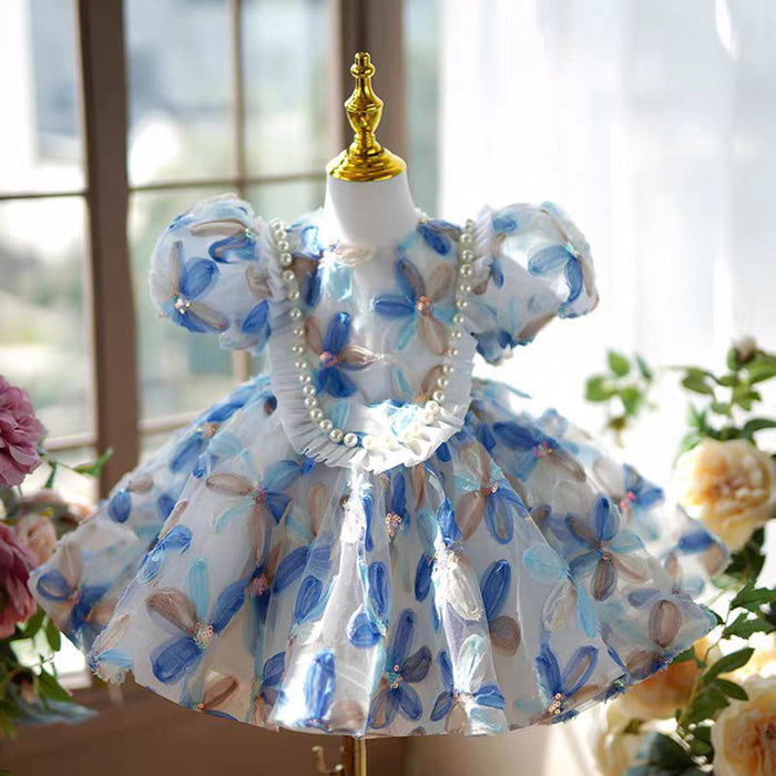 Floral Flower Girl Dress Princess Toddler Kids 1st Birthday Party J474