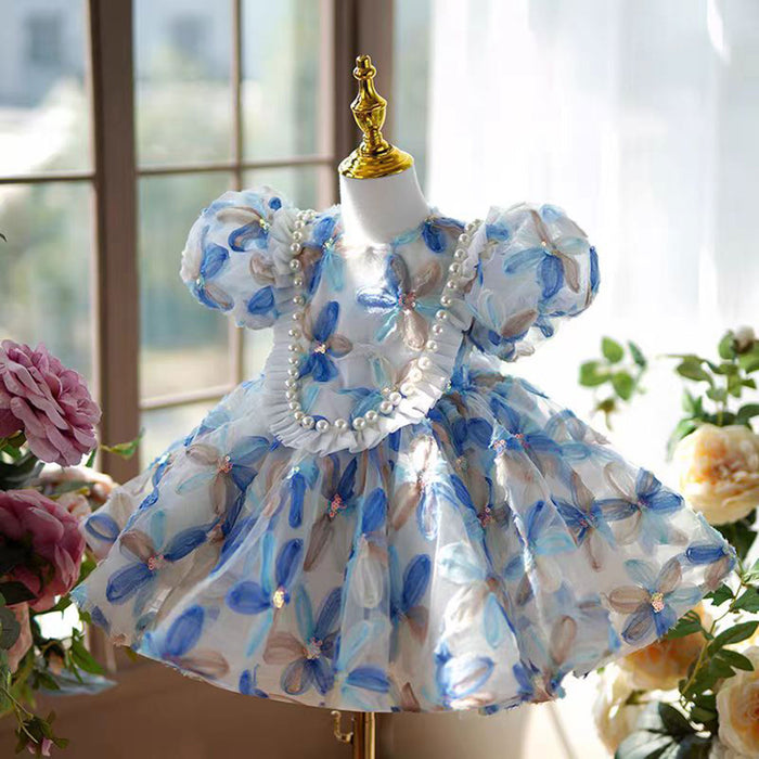 Floral Flower Girl Dress Princess Toddler Kids 1st Birthday Party J474