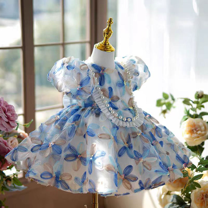 Floral Flower Girl Dress Princess Toddler Kids 1st Birthday Party J474