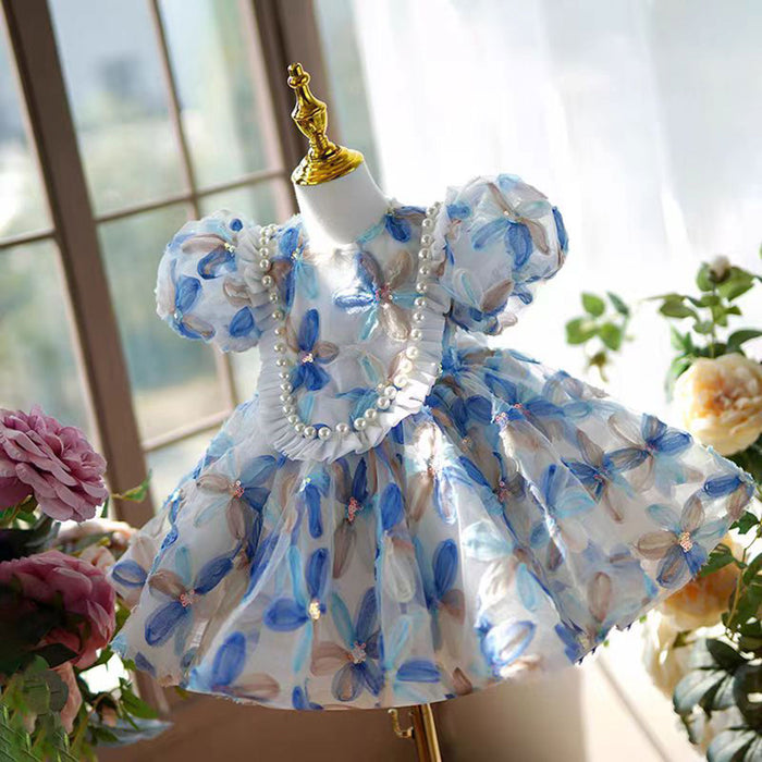 Floral Flower Girl Dress Princess Toddler Kids 1st Birthday Party J474