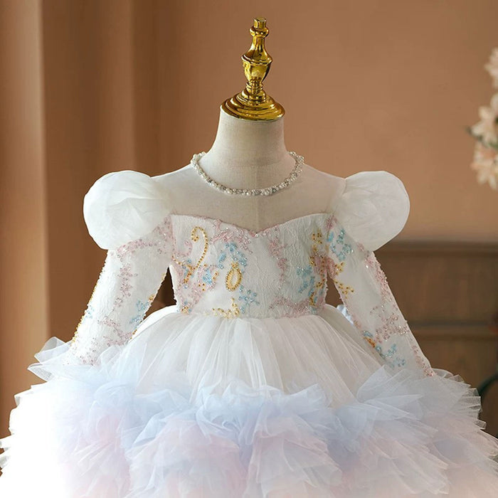 Floral Girl Princess Dress Knee Length for 1st Birthday J408