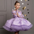 Full Appliqued Pearled Satin Tulle Flower Girl Dress J780