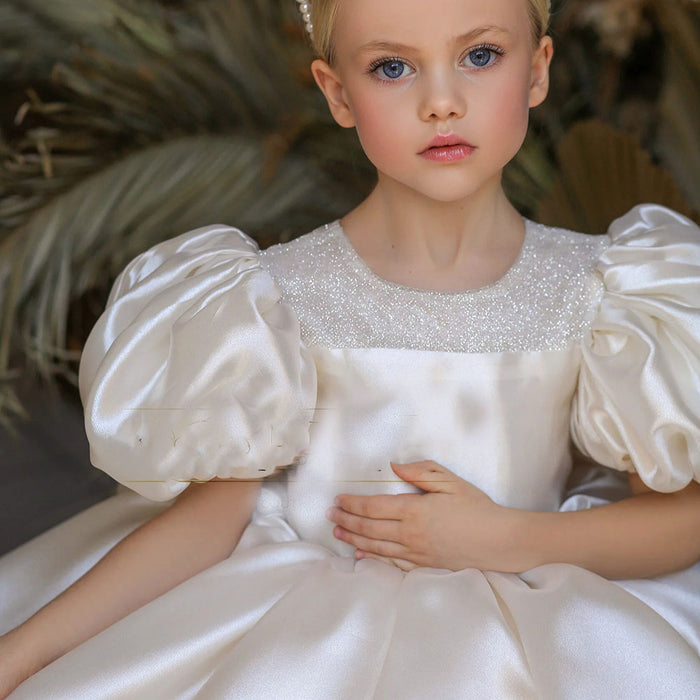 Girl Dress Puffy Sleeve for Kids Princess Birthday Wedding Party J373