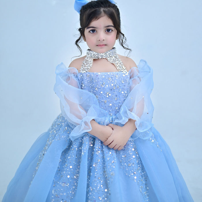 Glamorous Crystal Princess Girl Gown for Birthday and Pageant J437