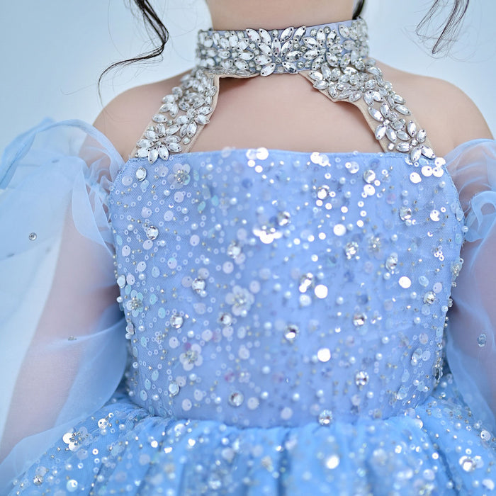 Glamorous Crystal Princess Girl Gown for Birthday and Pageant J437