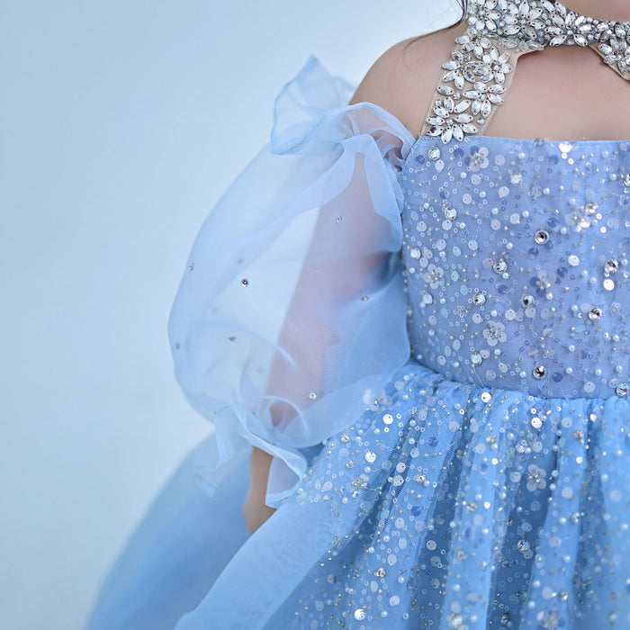 Glamorous Crystal Princess Girl Gown for Birthday and Pageant J437