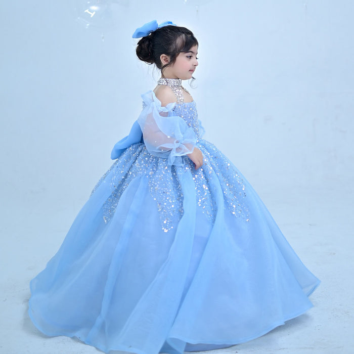 Glamorous Crystal Princess Girl Gown for Birthday and Pageant J437