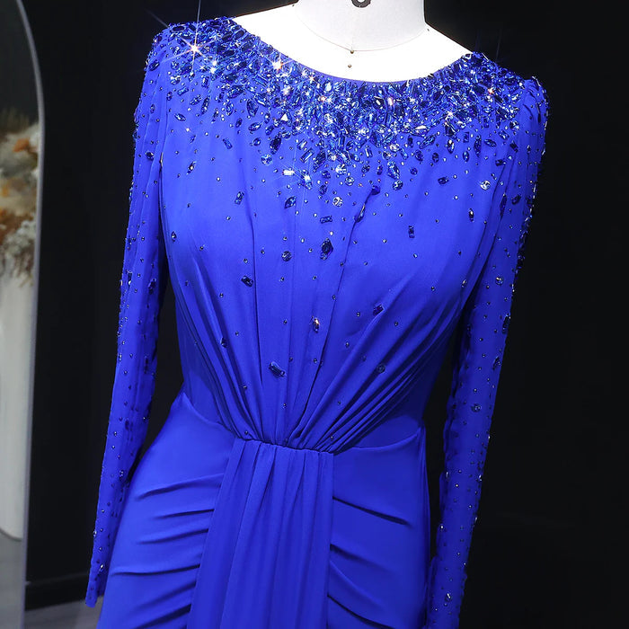 Glamorous Draped Evening Dress with Long Sleeves SS565-DreamyVow