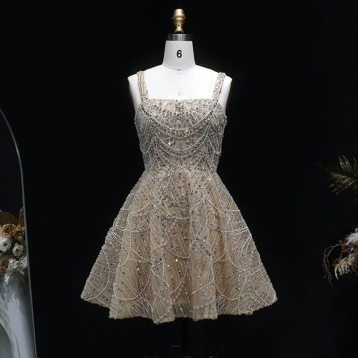 Glamorous Silver Beaded Short Party Prom Dress SS649-DreamyVow