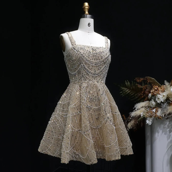 Glamorous Silver Beaded Short Party Prom Dress SS649-DreamyVow
