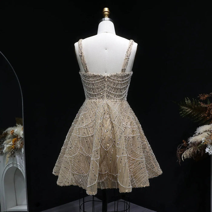 Glamorous Silver Beaded Short Party Prom Dress SS649-DreamyVow