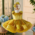 Gold Knee Length Baby 1st Birthday Girl Dress J306