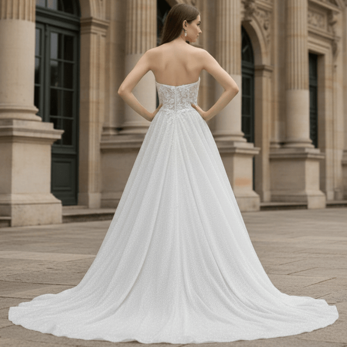 Gorgeous Glitter Tulle A Line Wedding Dresses & Bridal Gowns - Rosymae