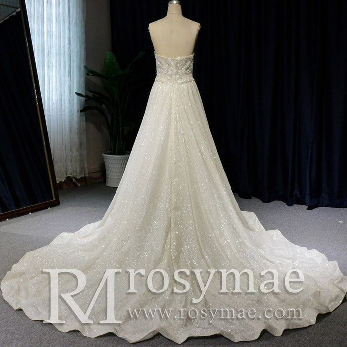 Gorgeous Glitter Tulle A Line Wedding Dresses & Bridal Gowns - Rosymae