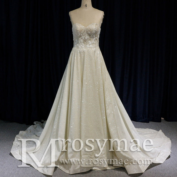 Gorgeous Glitter Tulle A Line Wedding Dresses & Bridal Gowns - Rosymae