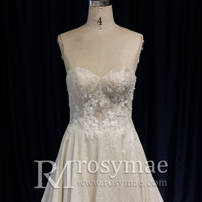 Gorgeous Glitter Tulle A Line Wedding Dresses & Bridal Gowns - Rosymae