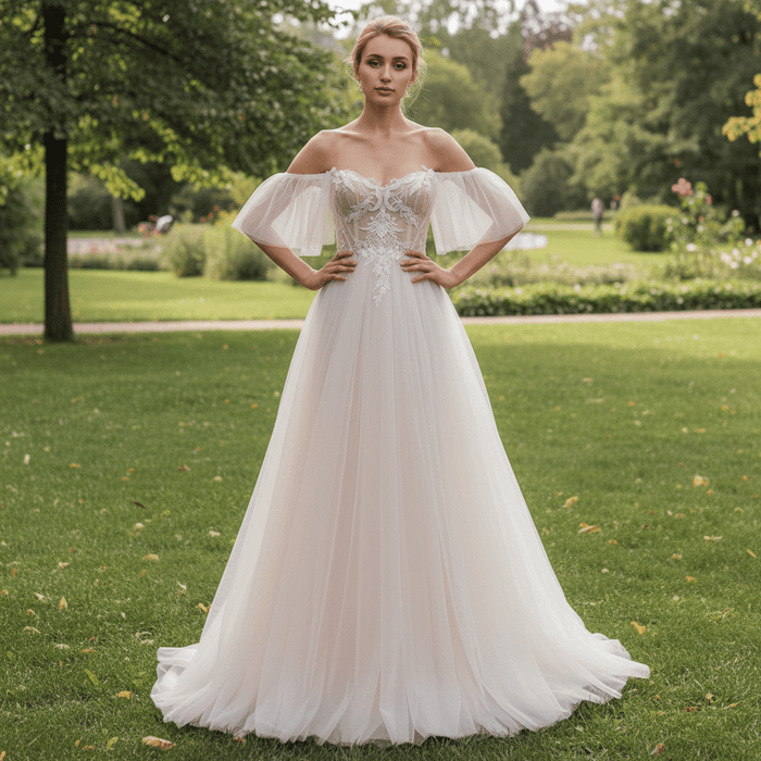 Gorgeous Off-The-Shoulder Sweetheart A Line Wedding Dresses - Rosymae