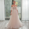 Gorgeous Off-The-Shoulder Sweetheart A Line Wedding Dresses - Rosymae
