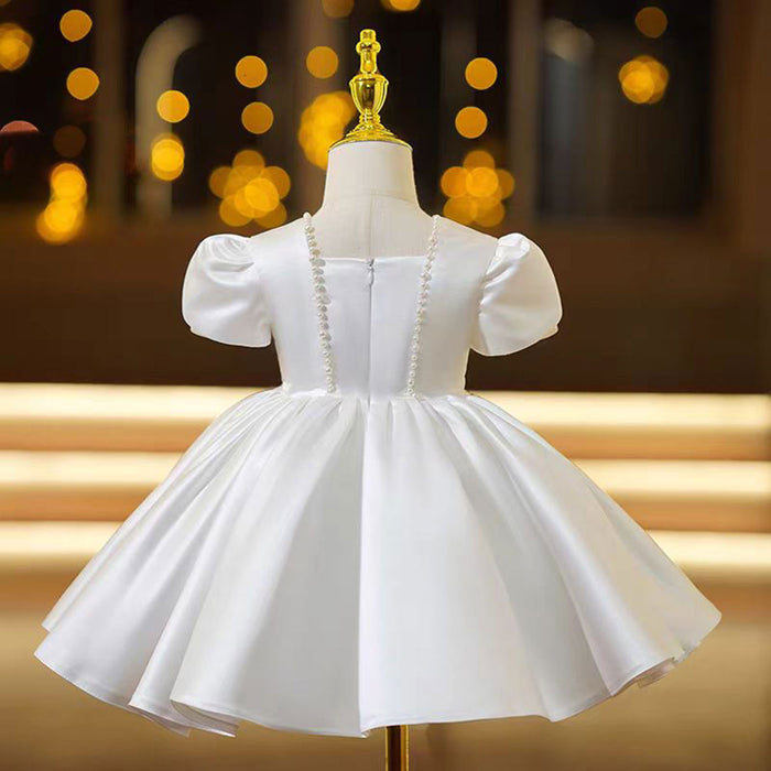 Gorgeous Satin Embroidered Girl Dress With Pearls J790
