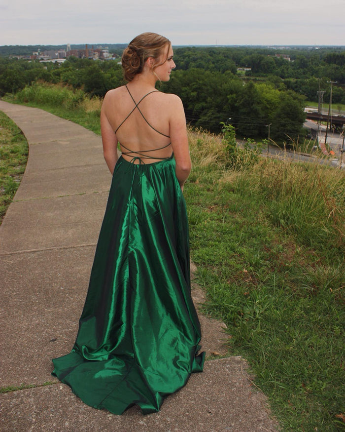 Gorgeous Straps Red Long Prom Dress with Slit