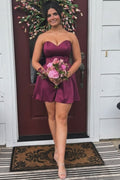 Grape Strapless A-Line Empire-Waist Sweetheart Short Homecoming Dress