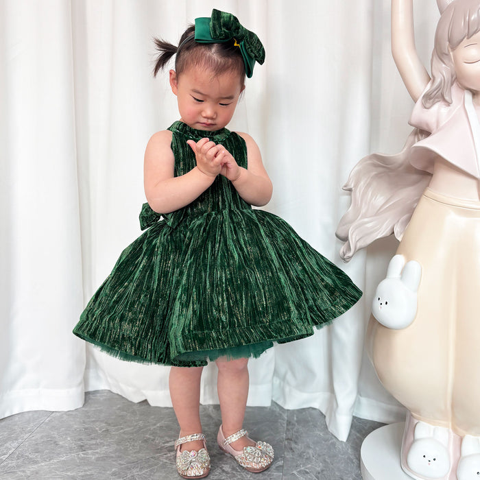 Green Knee Length Baby 1st Birthday Girl Dress J310