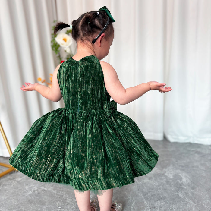 Green Knee Length Baby 1st Birthday Girl Dress J310