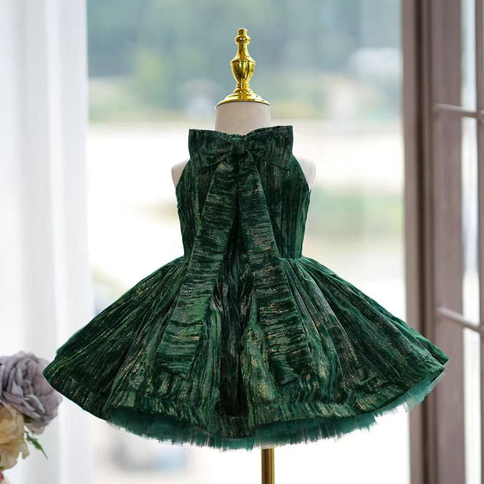 Green Knee Length Baby 1st Birthday Girl Dress J310