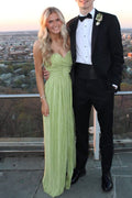 Green Strapless Sweetheart Twist Sleeveless Pleated Long Prom Dress