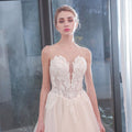 Heavy Beaded A-Line Tulle Wedding Dress with Illusion Sweetheart - Rosymae