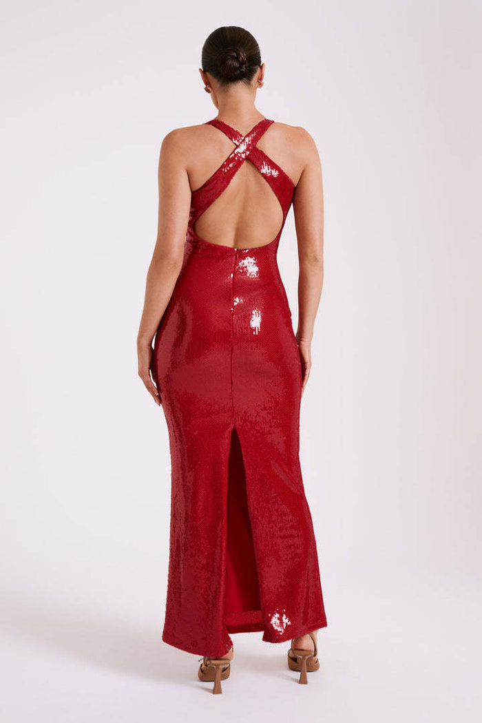 Hexed Bodycon Dress - Red