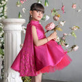High Neck Cap Sleeve Satin Flower Girl Dress J823