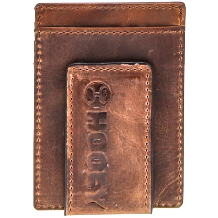 Hooey 2.0 Brown Embossed Leather Money Clip
