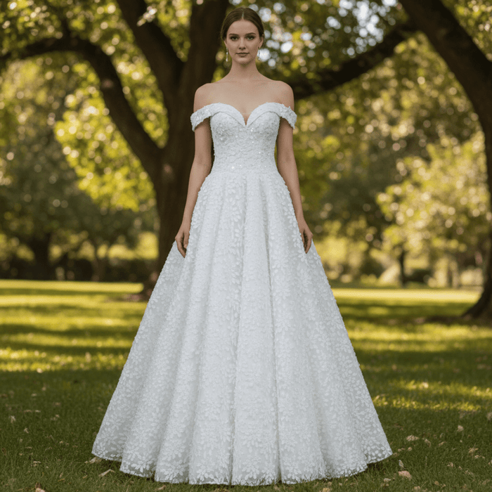 Illusion Lace off-the-shoulder Bridal Wedding Dress - Rosymae