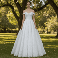 Illusion Lace off-the-shoulder Bridal Wedding Dress - Rosymae